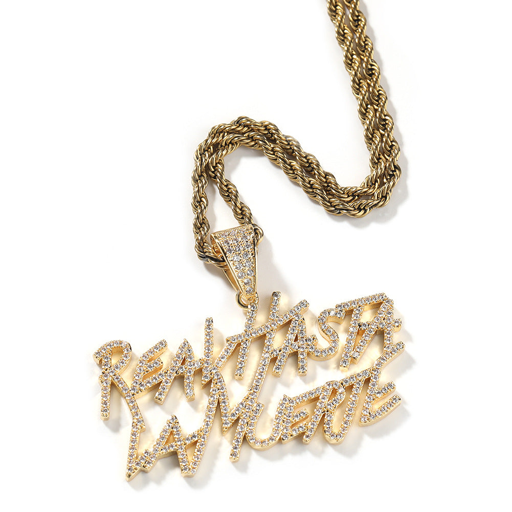 ICE WATER Hip Hop Letter Chain Design Pendant Necklace