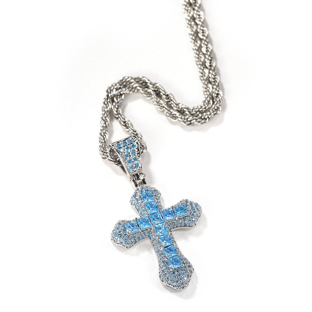 ICED SMALL CROSS PENDANT BUNDLE IN WHITE GOLD-PLATED