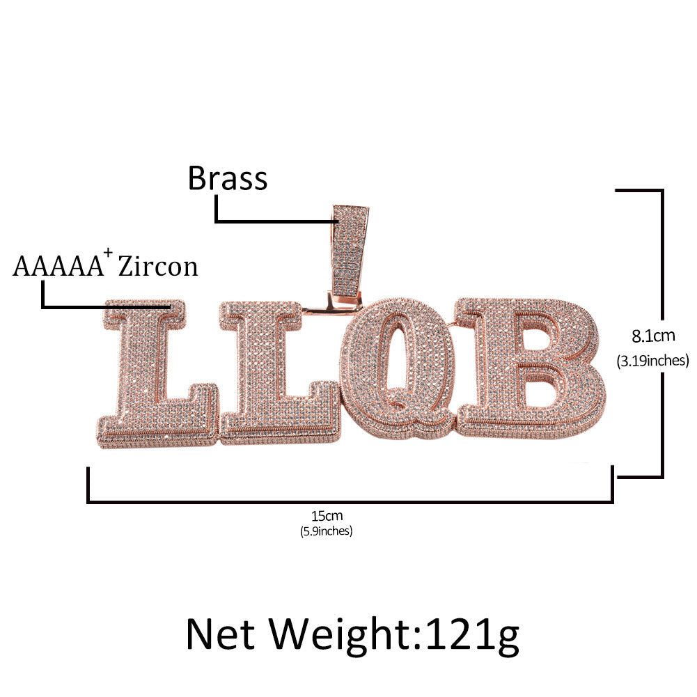 LARGE CUSTOM NUMBERS/LETTERS PENDANT IN WHITE GOLD-PLATED