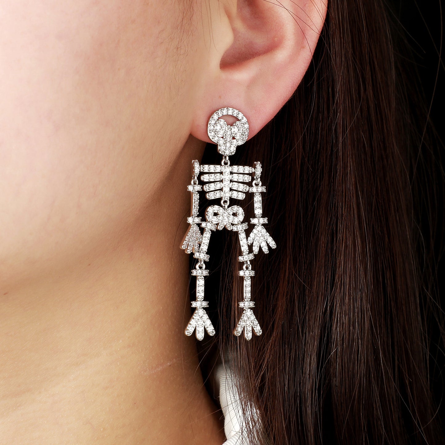 ICE WATER Skull Style Copper Zircon Earrings