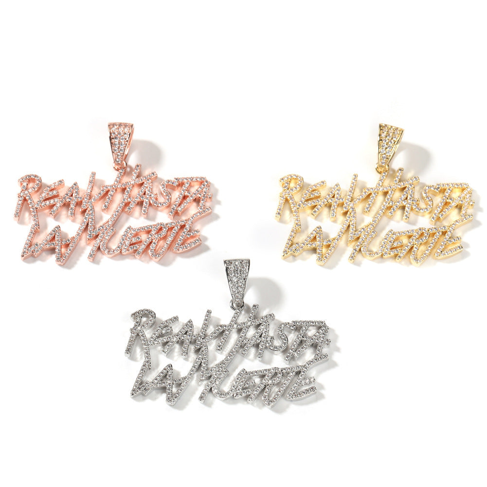 ICE WATER Hip Hop Letter Chain Design Pendant Necklace