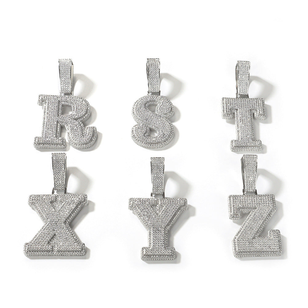 ICE WATER Large 26 English Letter zirconia Pendant