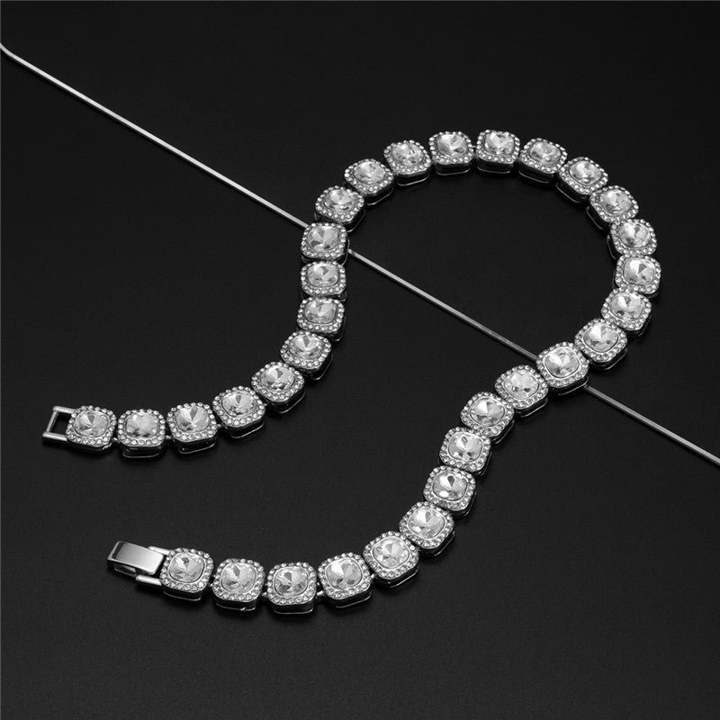 Elegant Square Watch & Zirconia Tennis Necklace Includes Tennis Bracelet 3 Piece Watch Sets