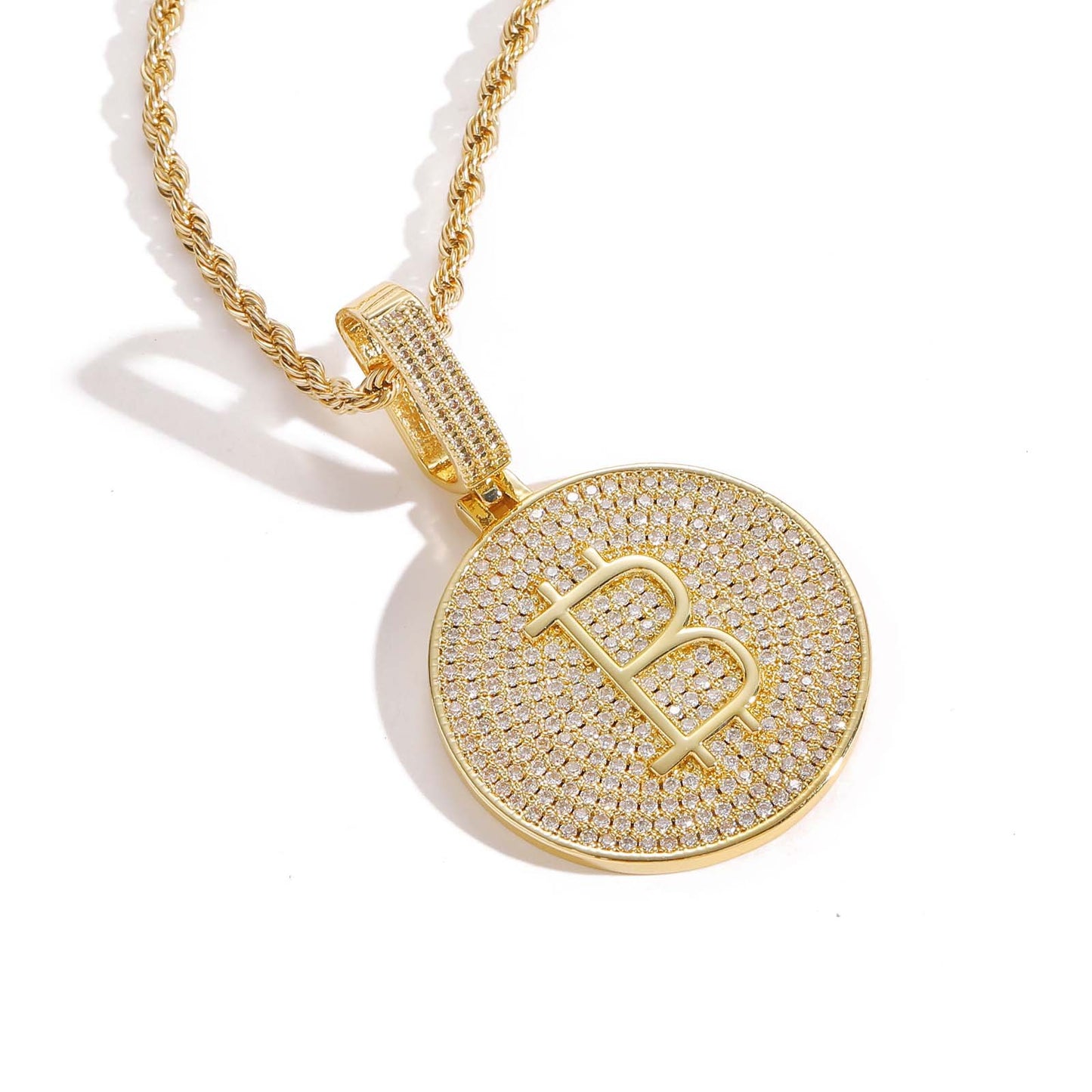 ICE WATER Iced Out Bitcoin Pendant copper zirconia