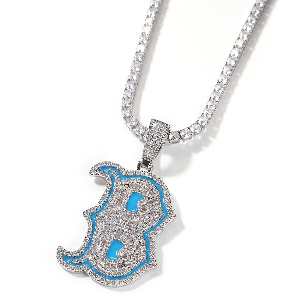 ICE WATER Luminous Letter B Pendant Zirconia