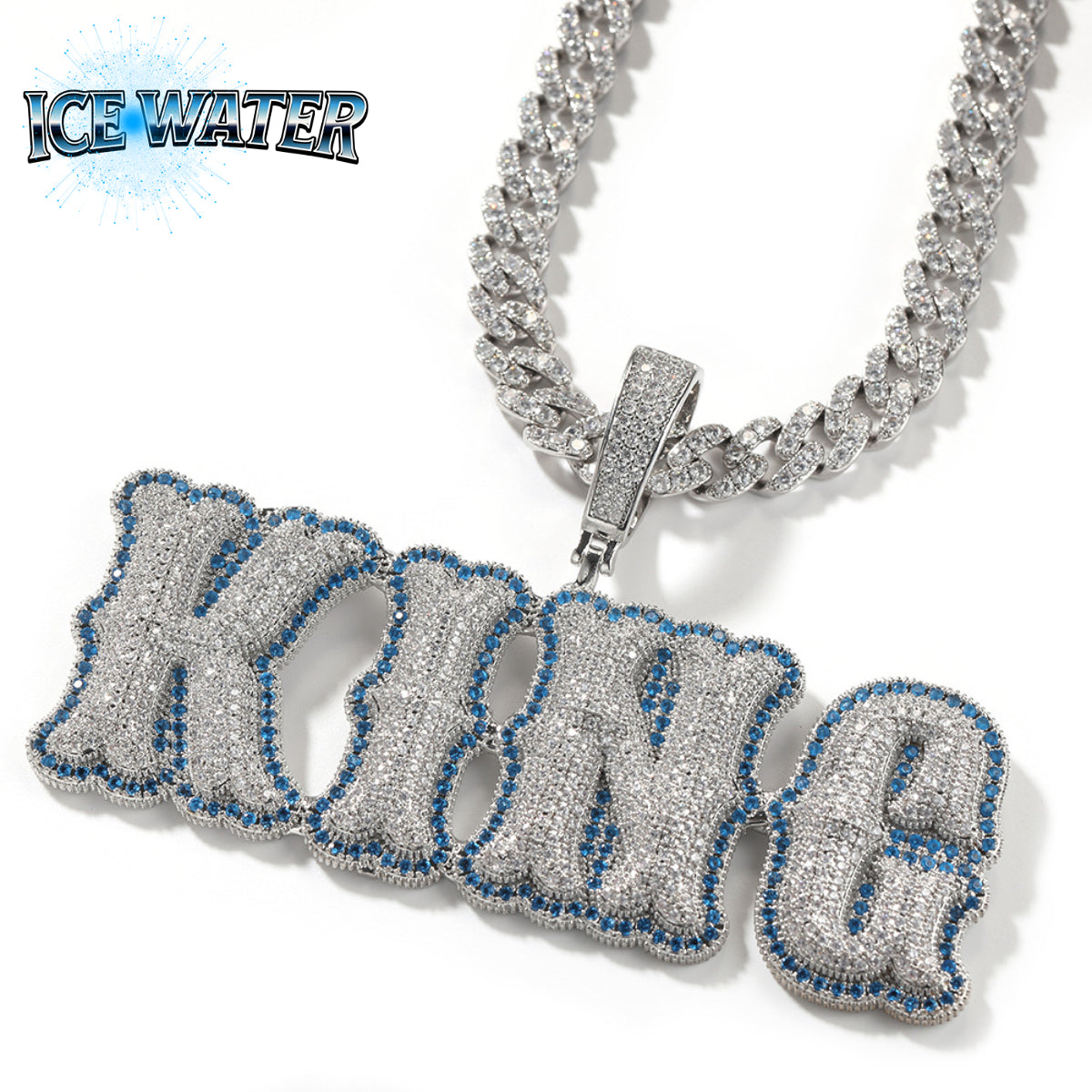 ICE WATER Custome letter pendant zirconia