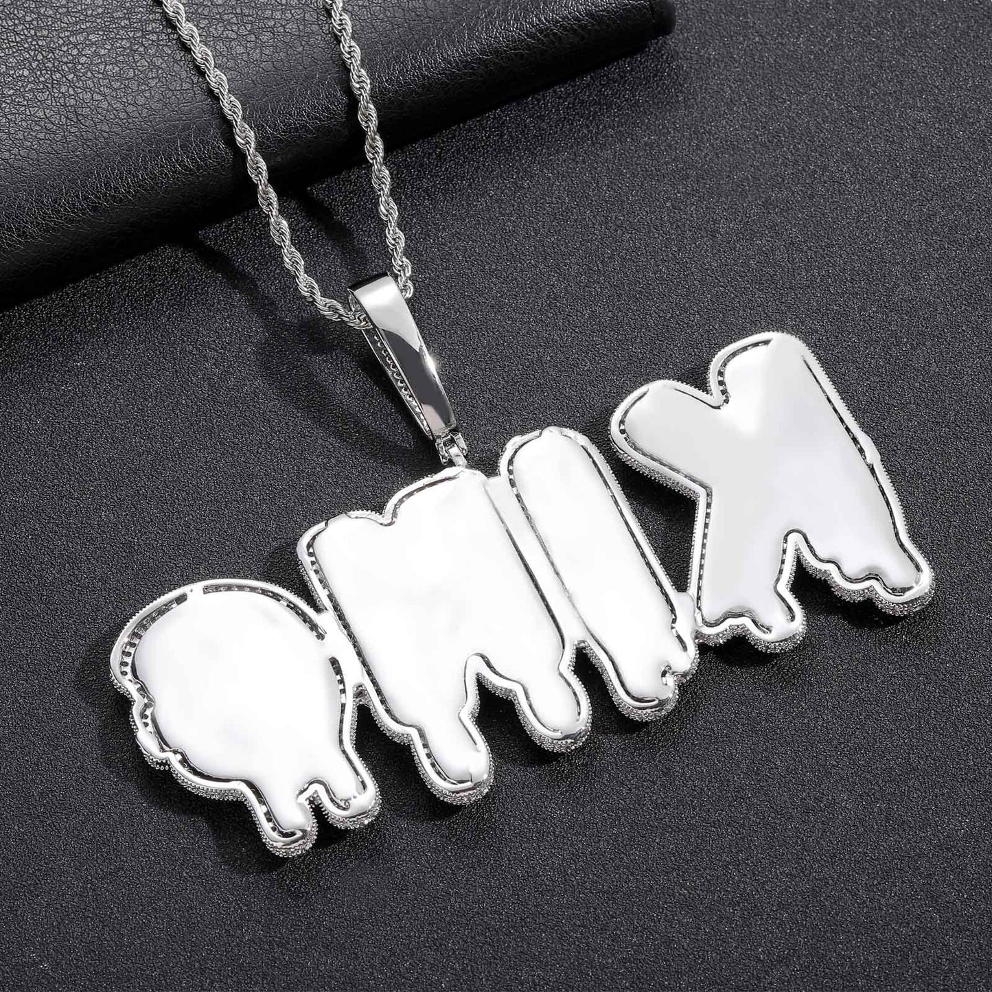 ICE WATER shiny zironia English Letter Pendant Customized Name