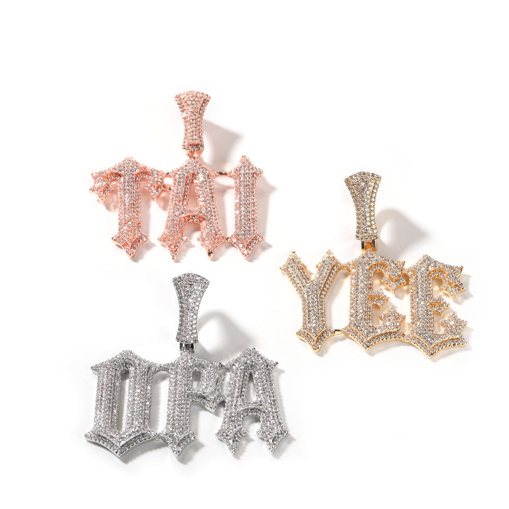 ICE WATER Custom letter pendant zirconia