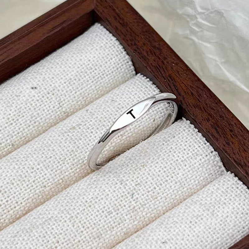 ICE WATER  Simple  Adjustable opening 26 English Letter Carved Ring