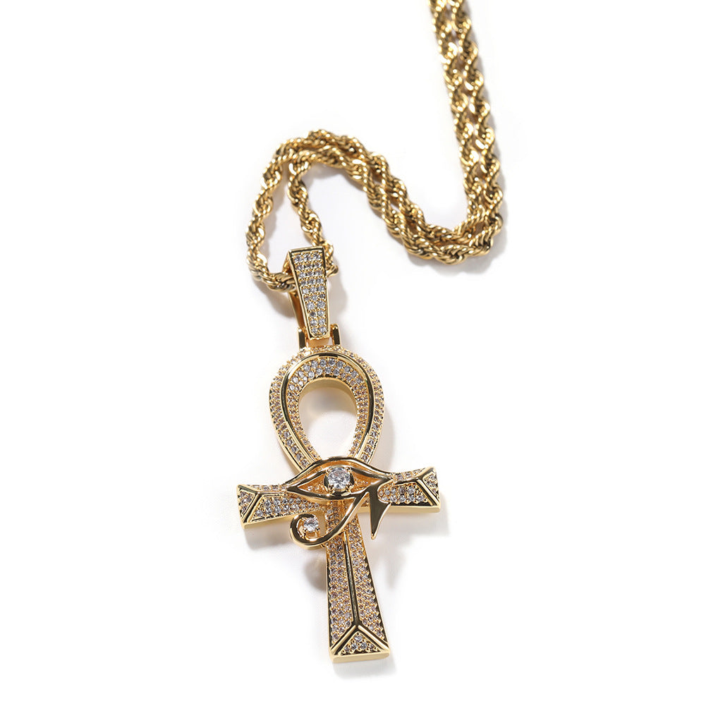 ICE WATER Hip Hop Eye Of Horus Ankh Cross zirconia Pendant