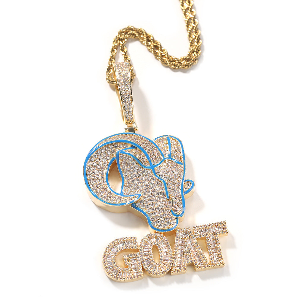 ICE WATER GOAT Design Shiny zirconia Inlaid Pendant