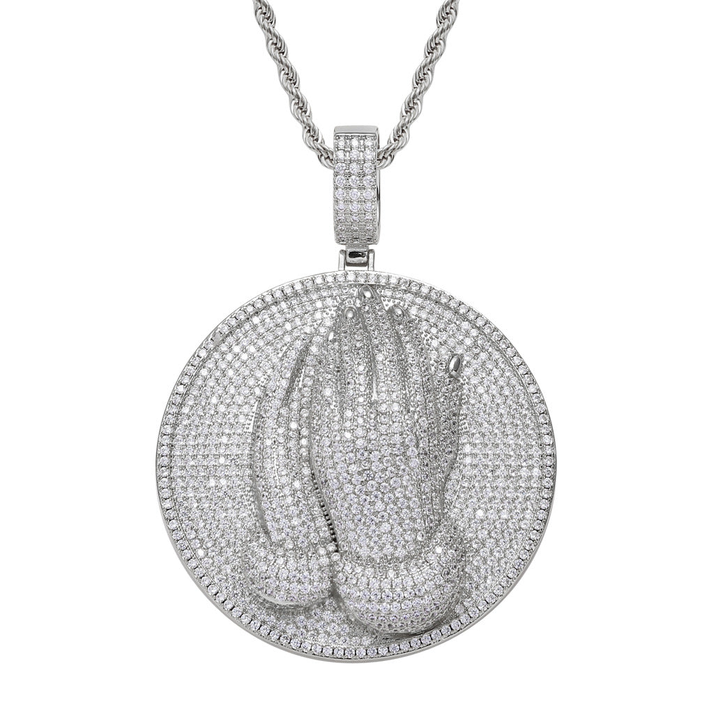 ICE WATER Praying Hands zirconia Pendant