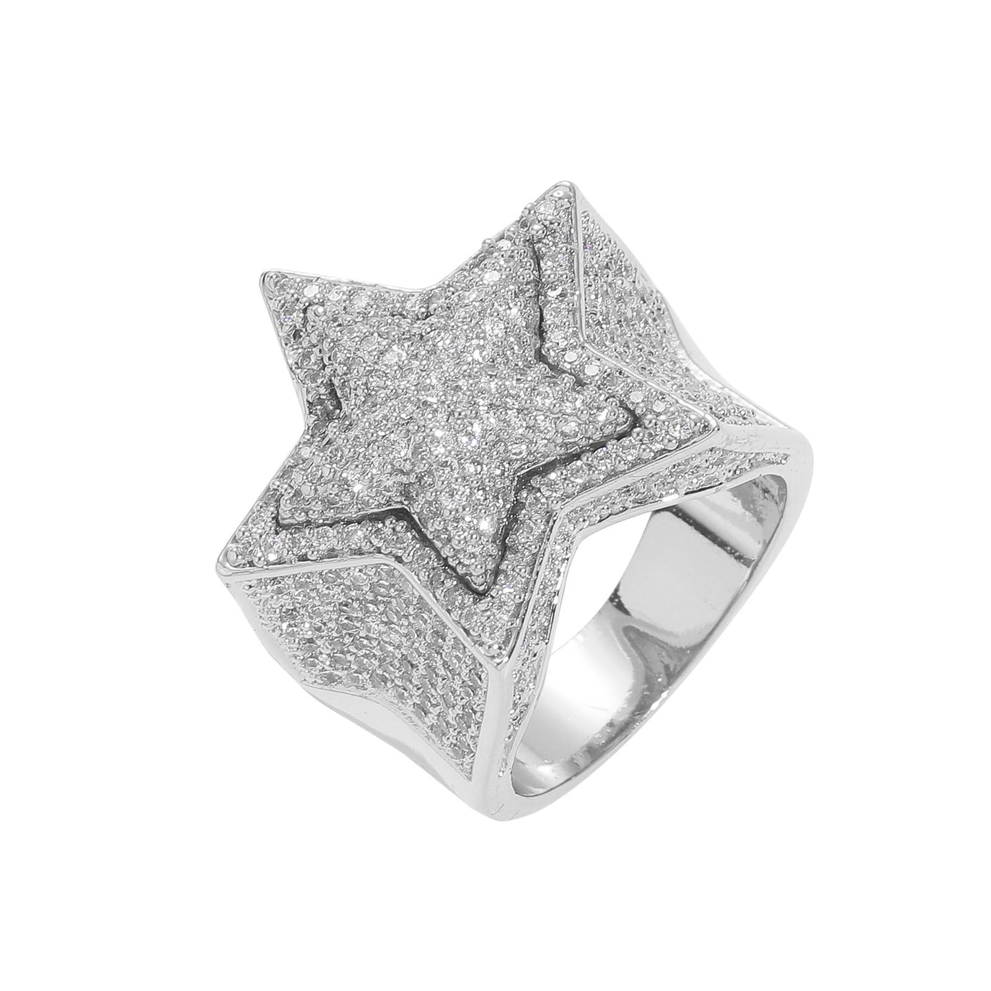 ICE WATER Fashion Men's star shaped Cubic Zirconia Ring