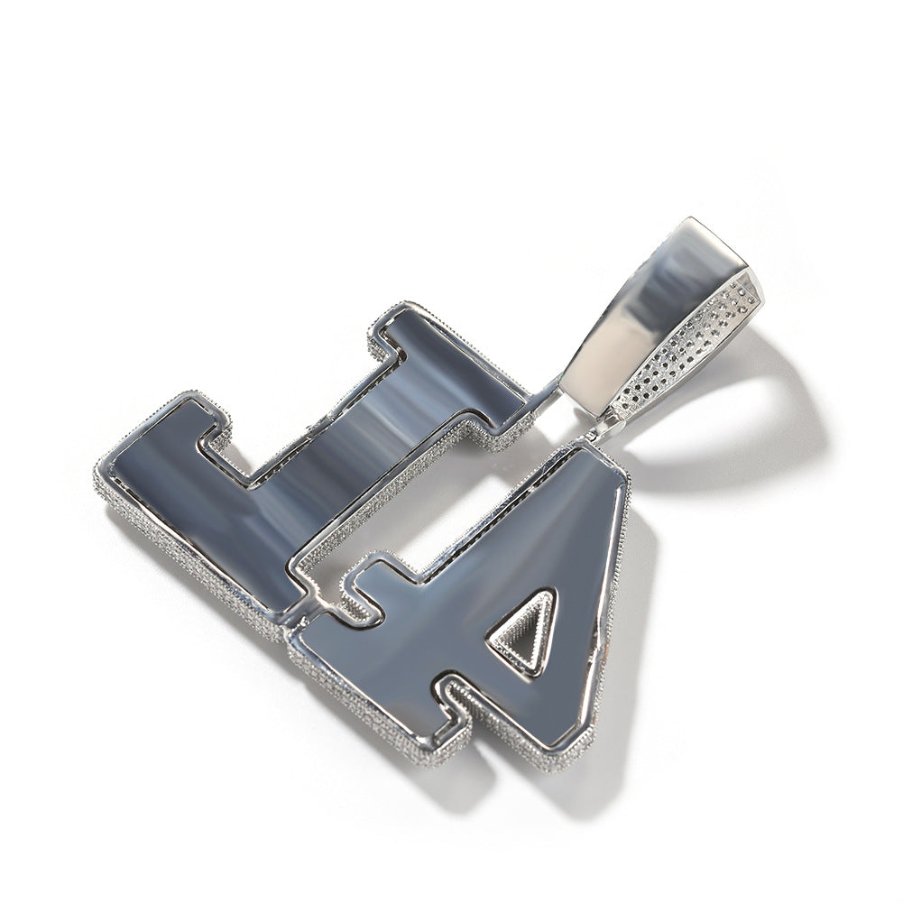LARGE CUSTOM NUMBERS/LETTERS PENDANT IN WHITE GOLD-PLATED
