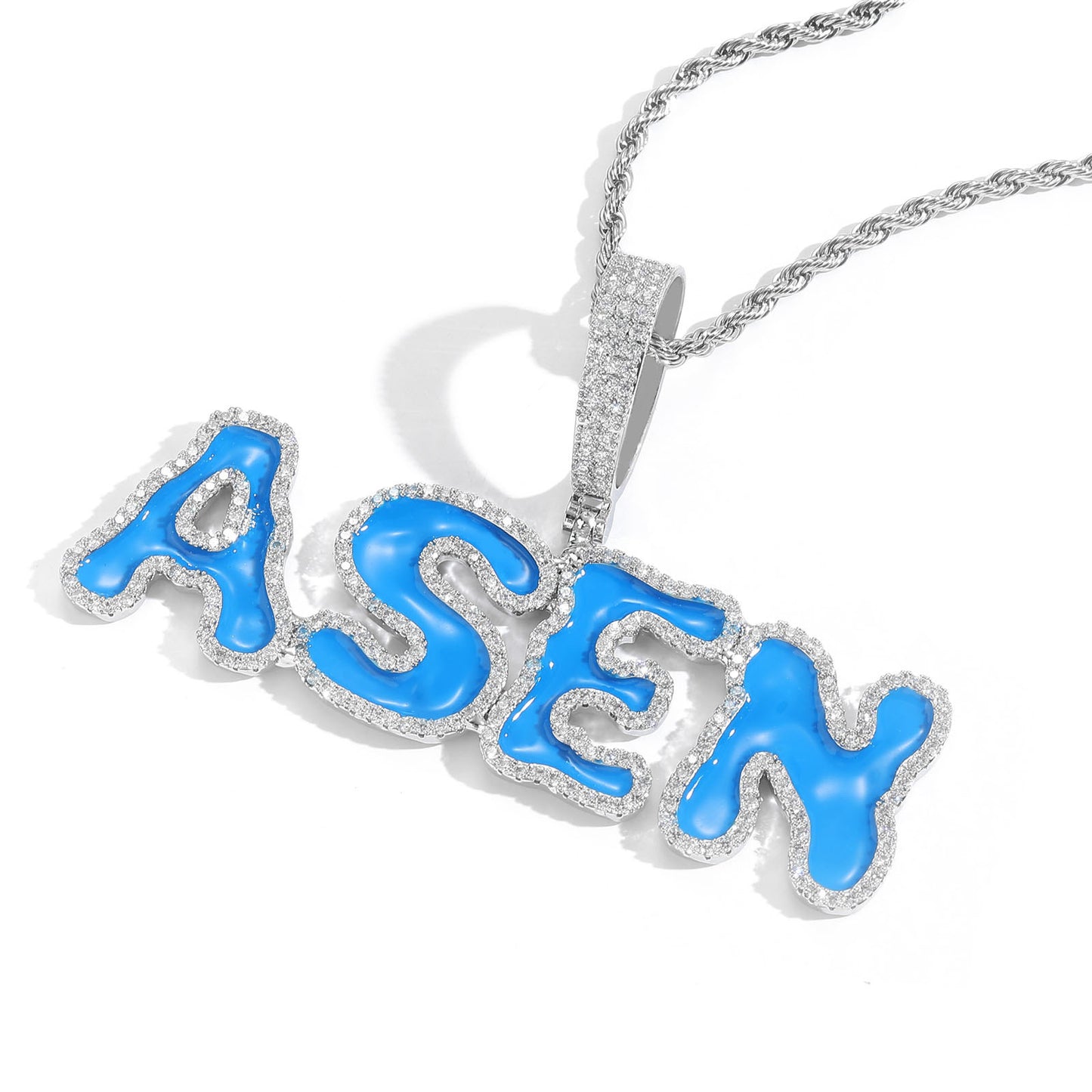 ICE WATER shiny zironia English Letter Pendant Customized Name