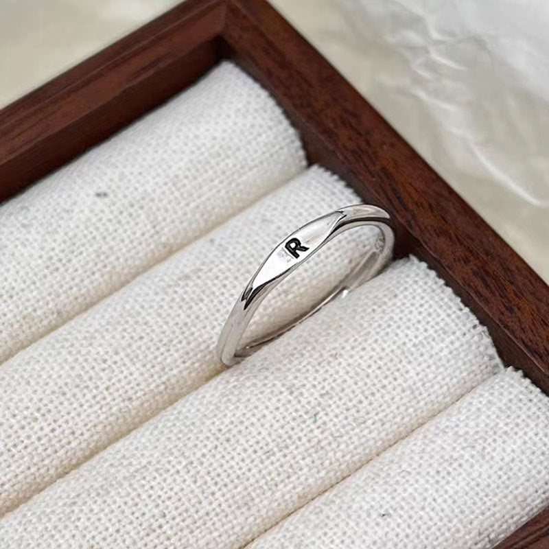 ICE WATER  Simple  Adjustable opening 26 English Letter Carved Ring