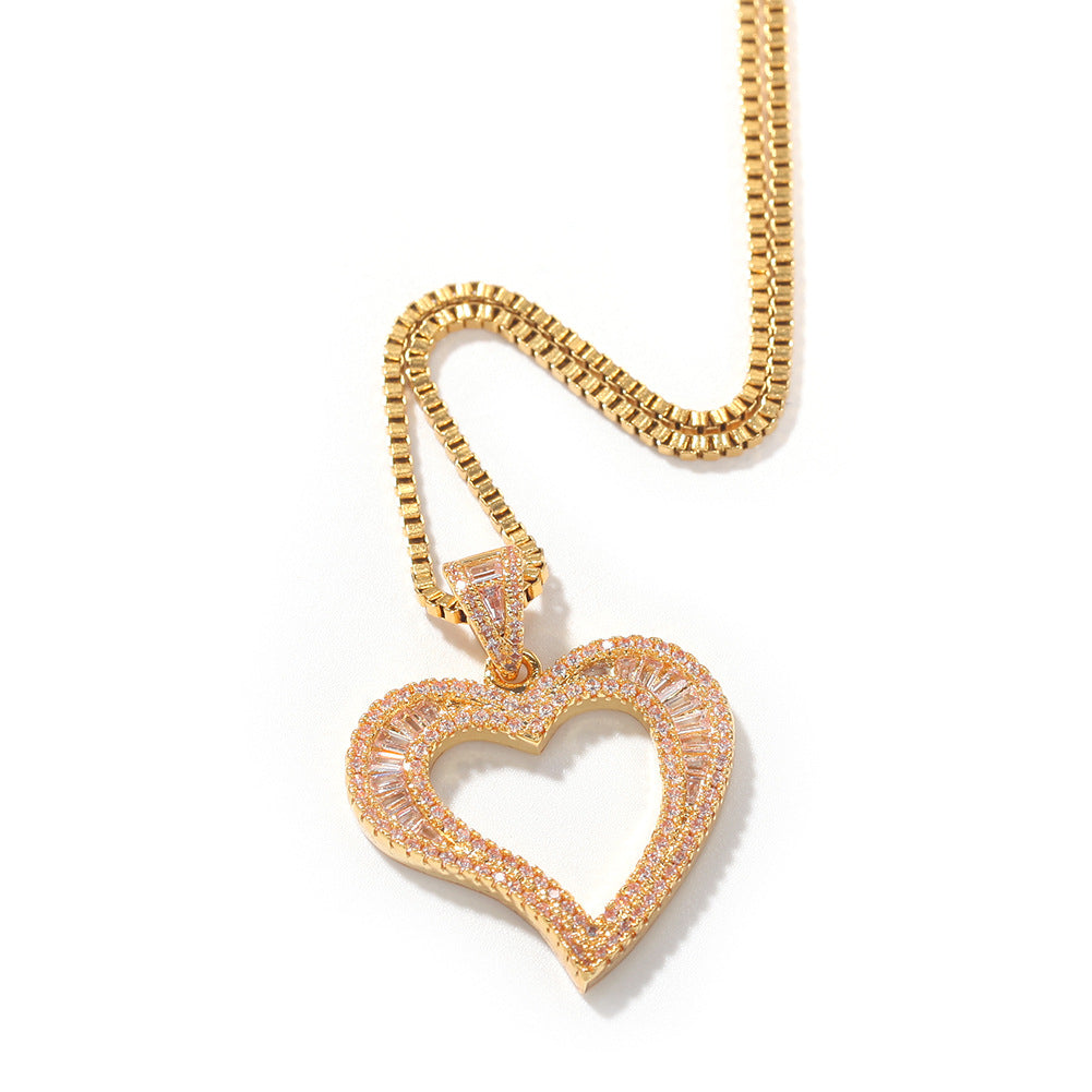 ICE WATER Curve Heart Baguette Cut Zirconia Necklace