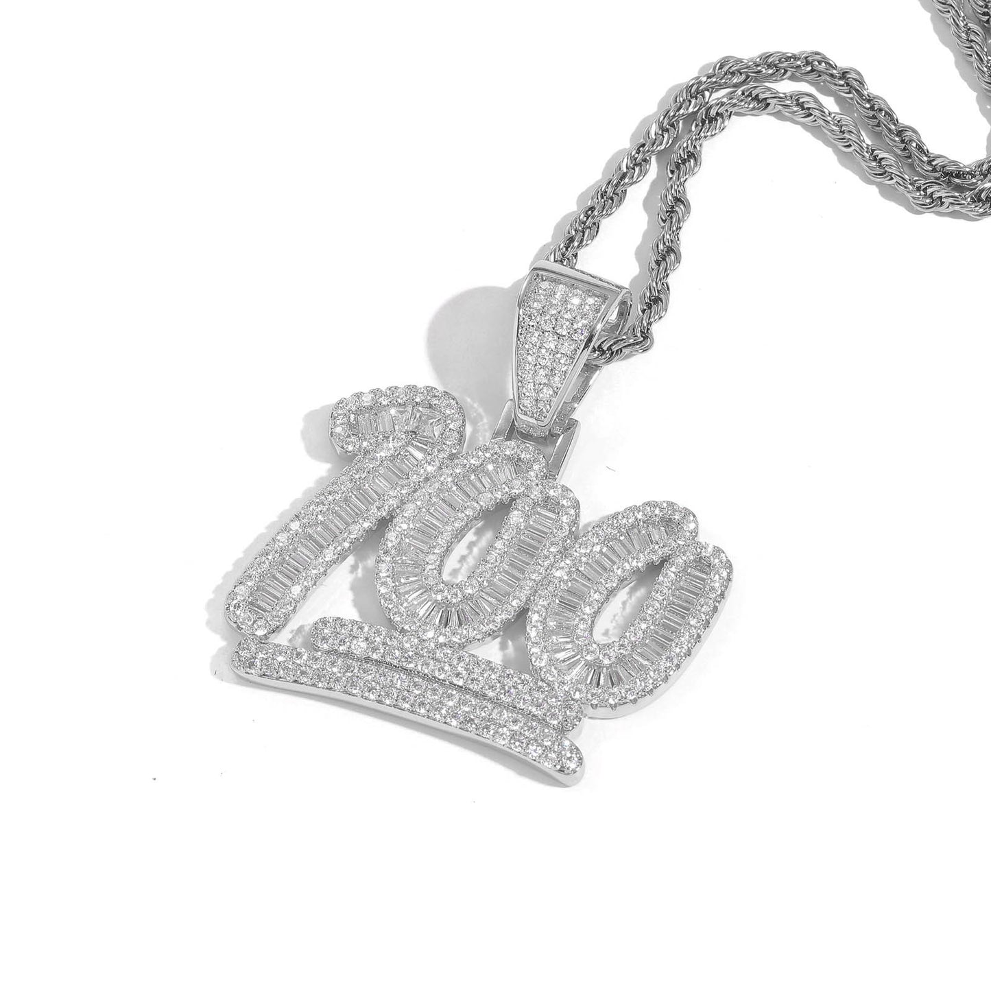 ICE WATER Iced Out 100 Number Pendant zirconia copper