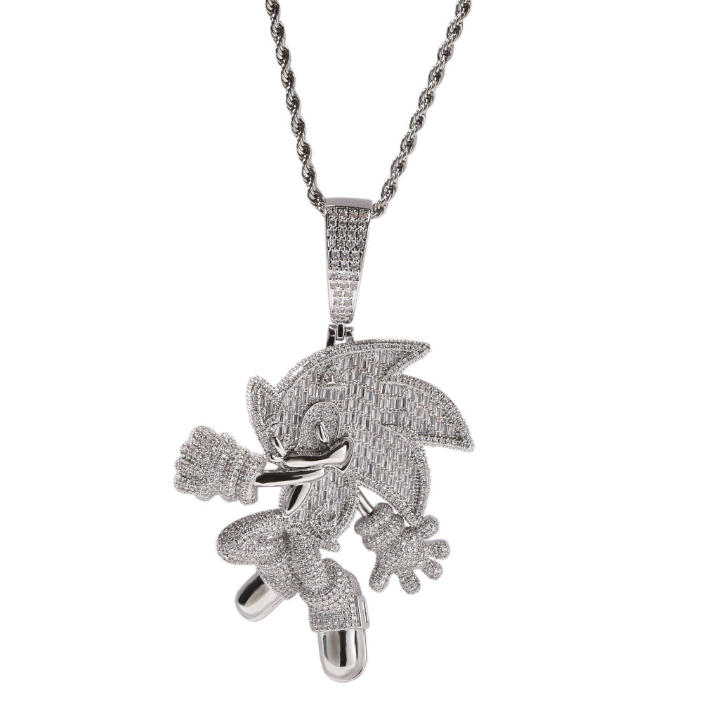 ICE WATER Sonic Cartoon Pendant Necklace copper zirconia