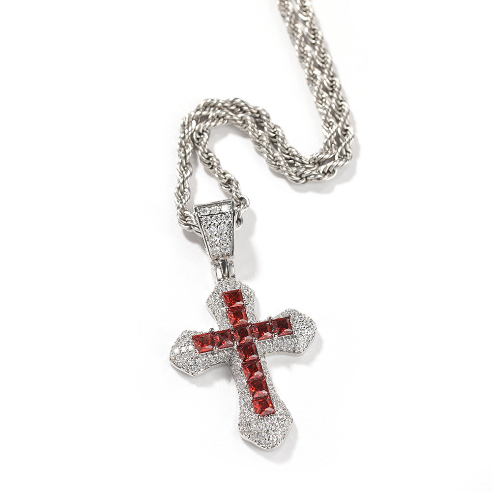 ICED SMALL CROSS PENDANT BUNDLE IN WHITE GOLD-PLATED