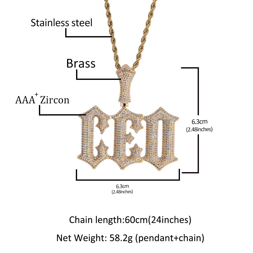 ICE WATER Custom letter pendant zirconia