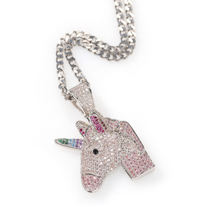 ICE WATER shiny Watch & Zirconia Rainbow Unicorn Necklace 2 Piece Watch Sets