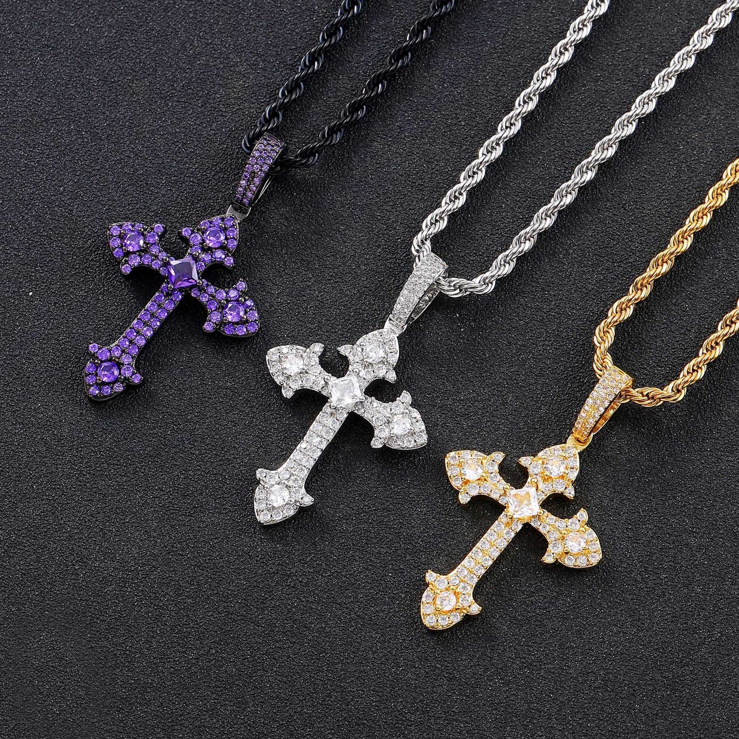 ICE WATER Cross Pendant, Copper With Zirconia