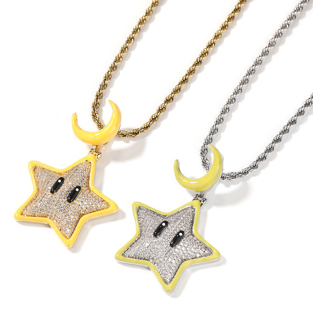 ICE WATER Luminous cute star Pendant With Zirconia