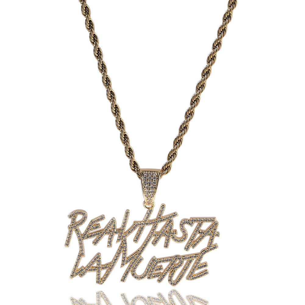 ICE WATER Hip Hop Letter Chain Design Pendant Necklace