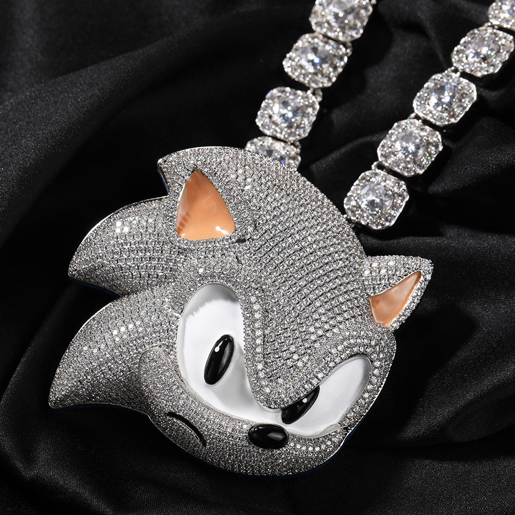 ICE WATER Sonic Character Figure copper zirconia Pendant Necklace