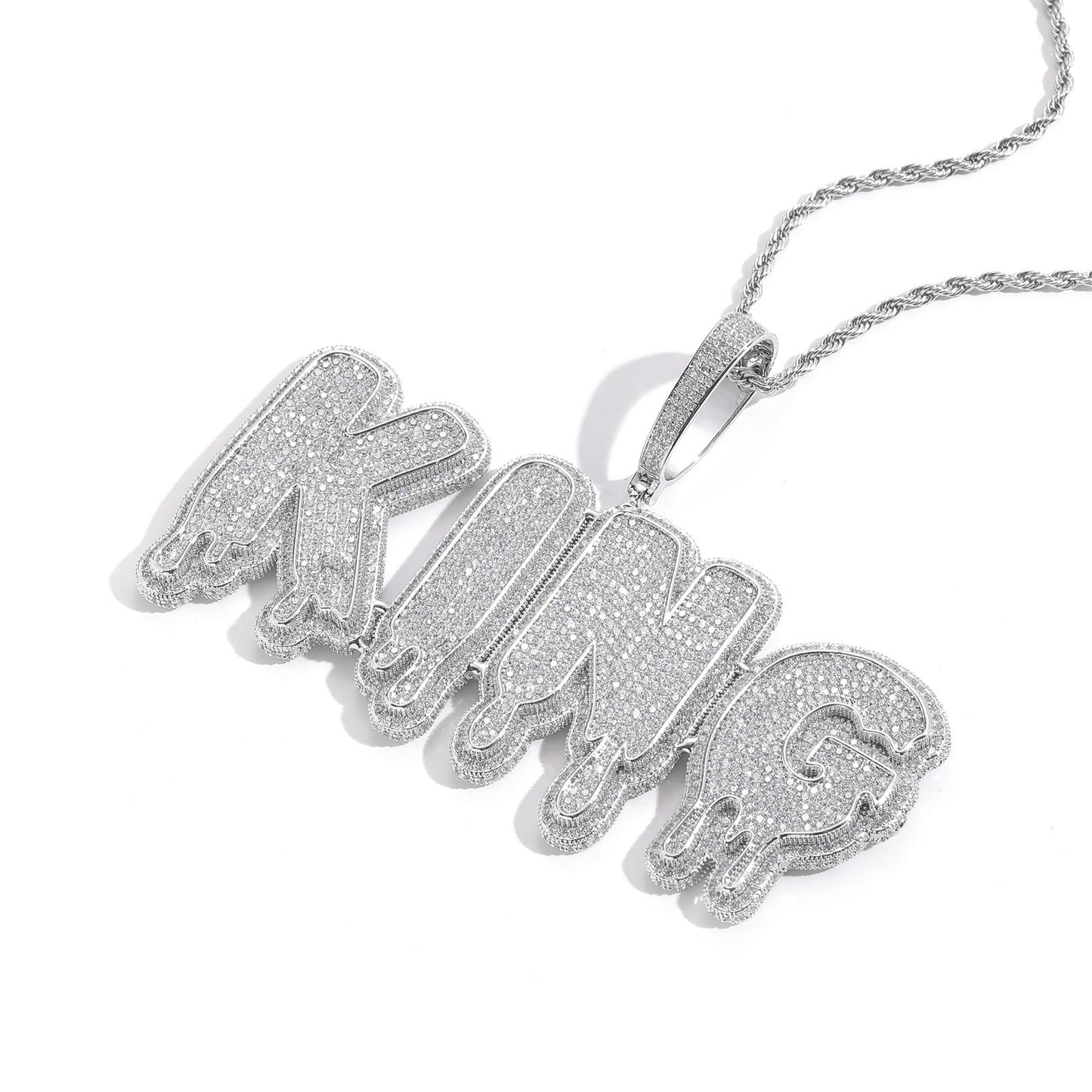 ICE WATER shiny zironia English Letter Pendant Customized Name