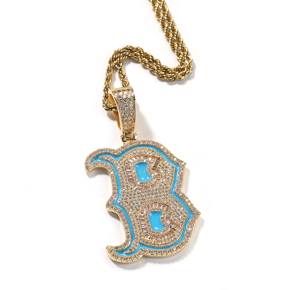 ICE WATER Luminous Letter B Pendant Zirconia