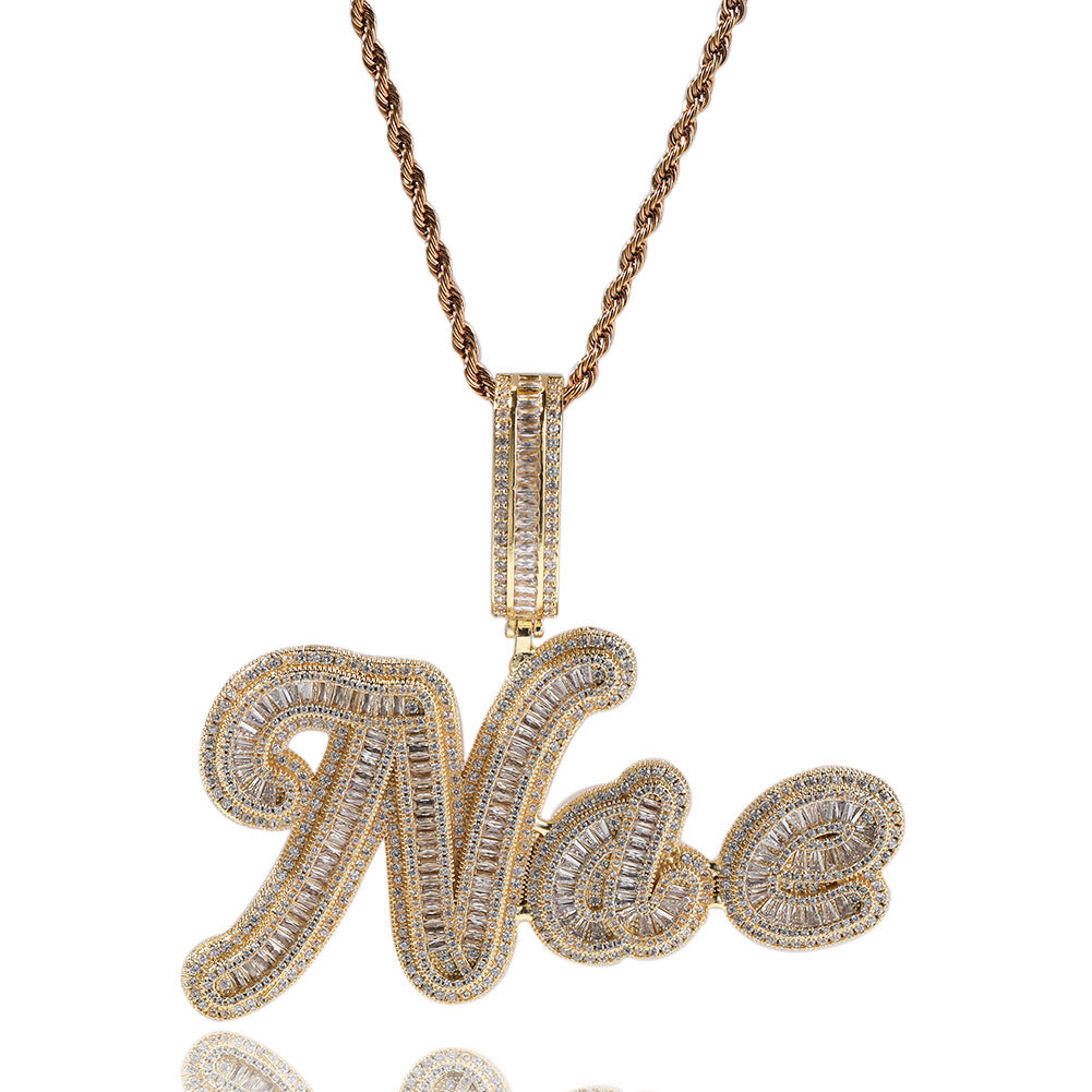 ICE WATER Custom letters pendant zirconia