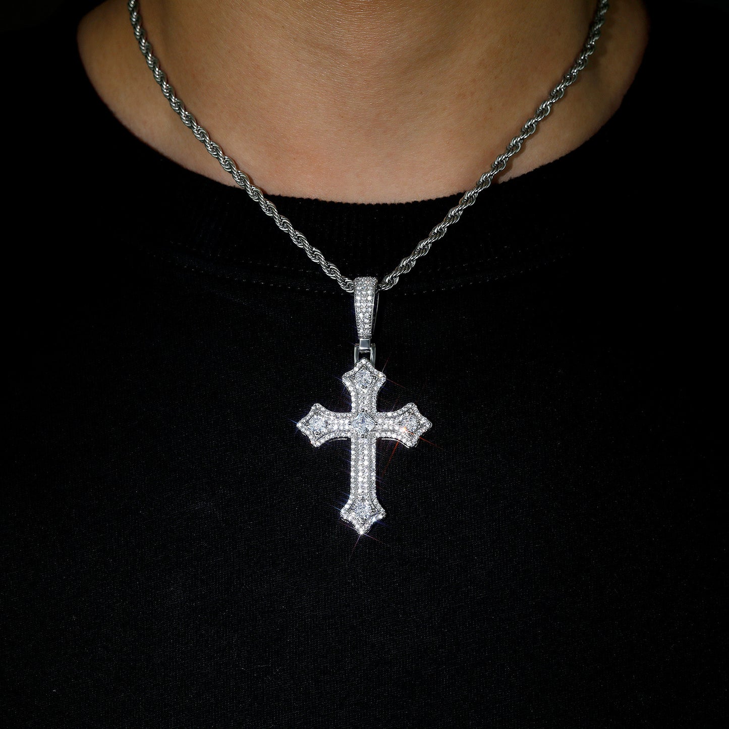 ICE WATER Hip-hop Cross zirconia Cuban Pendant