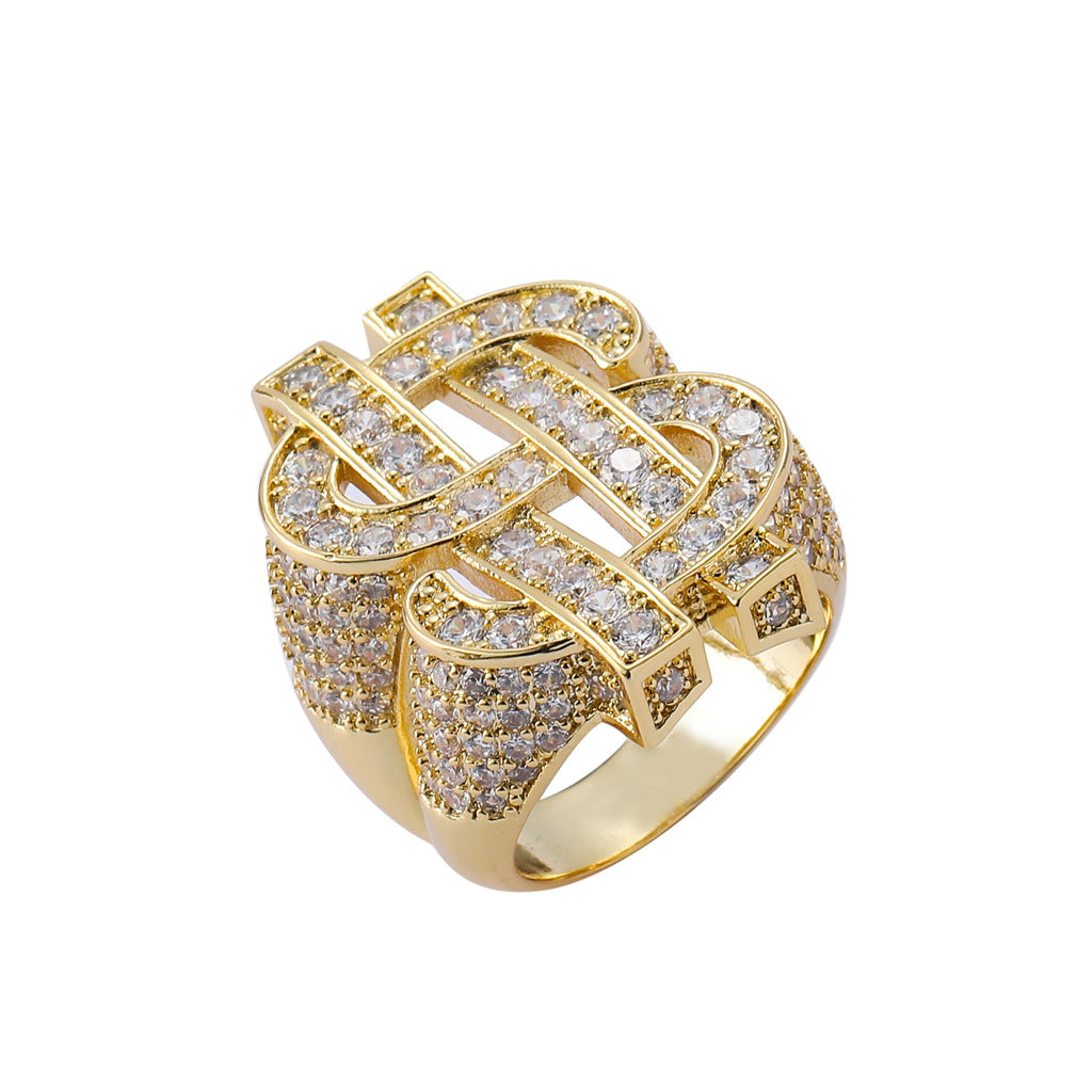 ICE WATER Fashion Doller sign Men's Cubic Zirconia Ring