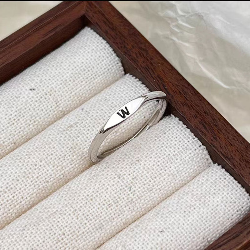 ICE WATER  Simple  Adjustable opening 26 English Letter Carved Ring