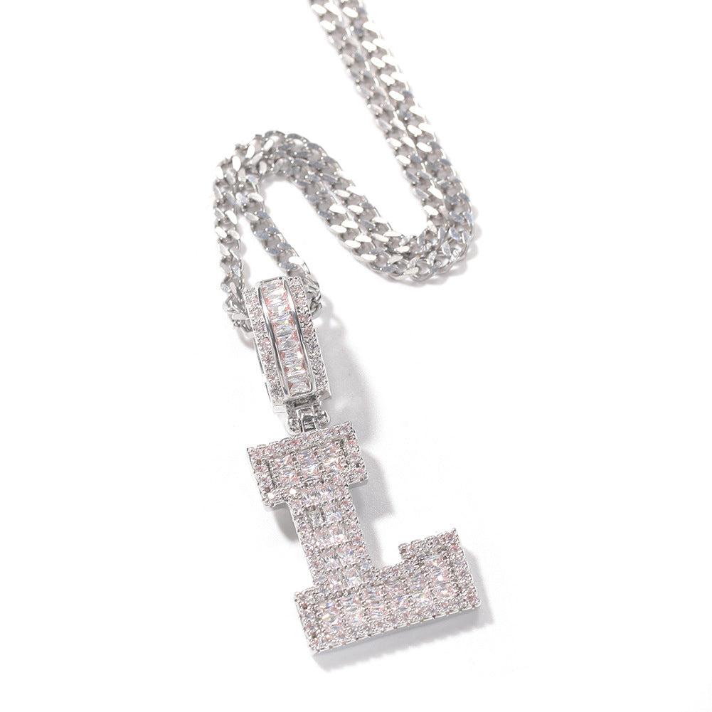 ICE WATER Hip-hop Cubic Zirconia Letters A-Z Pendant