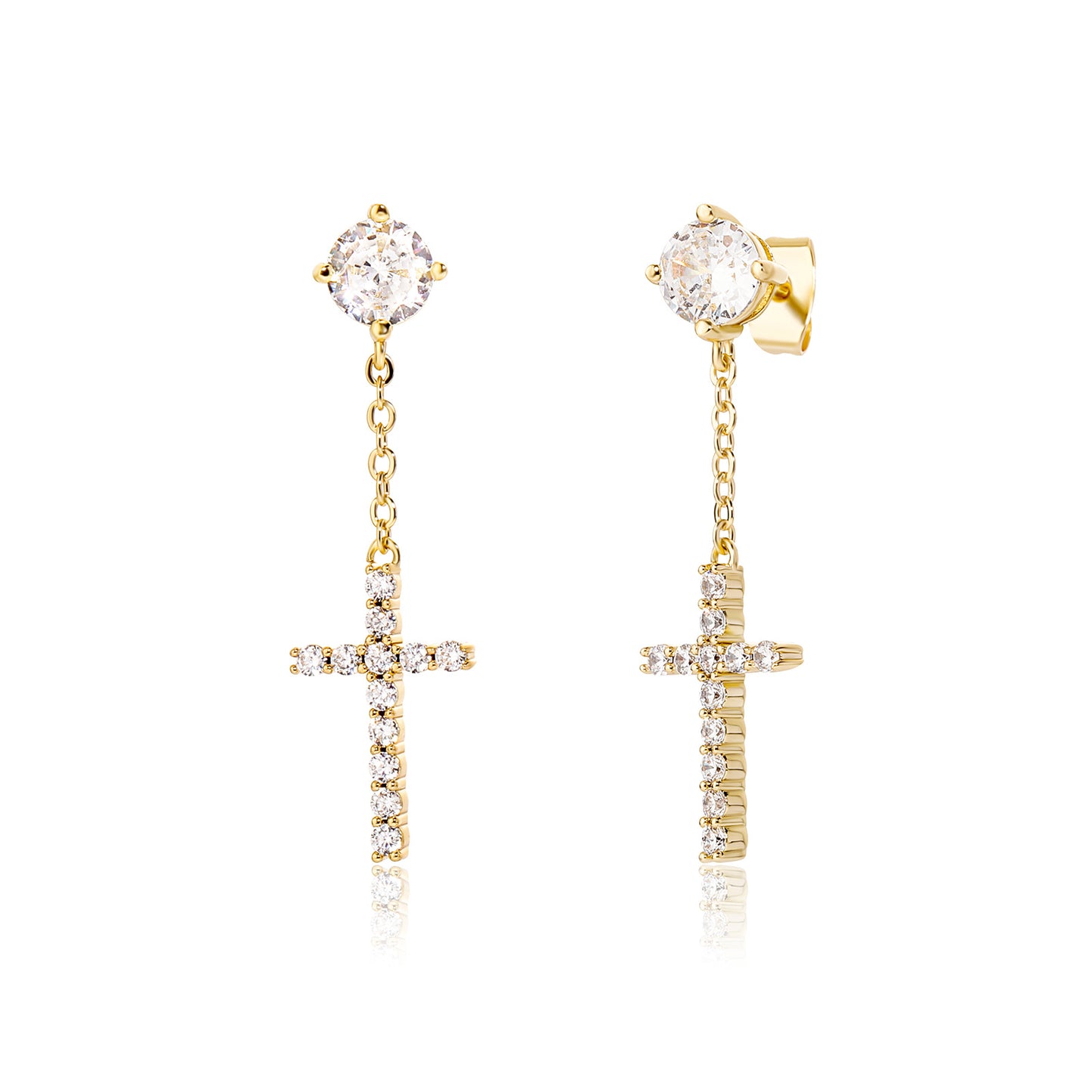 ICE WATER  Cross Design Full  Zirconia Inlaid Dangle Earrings