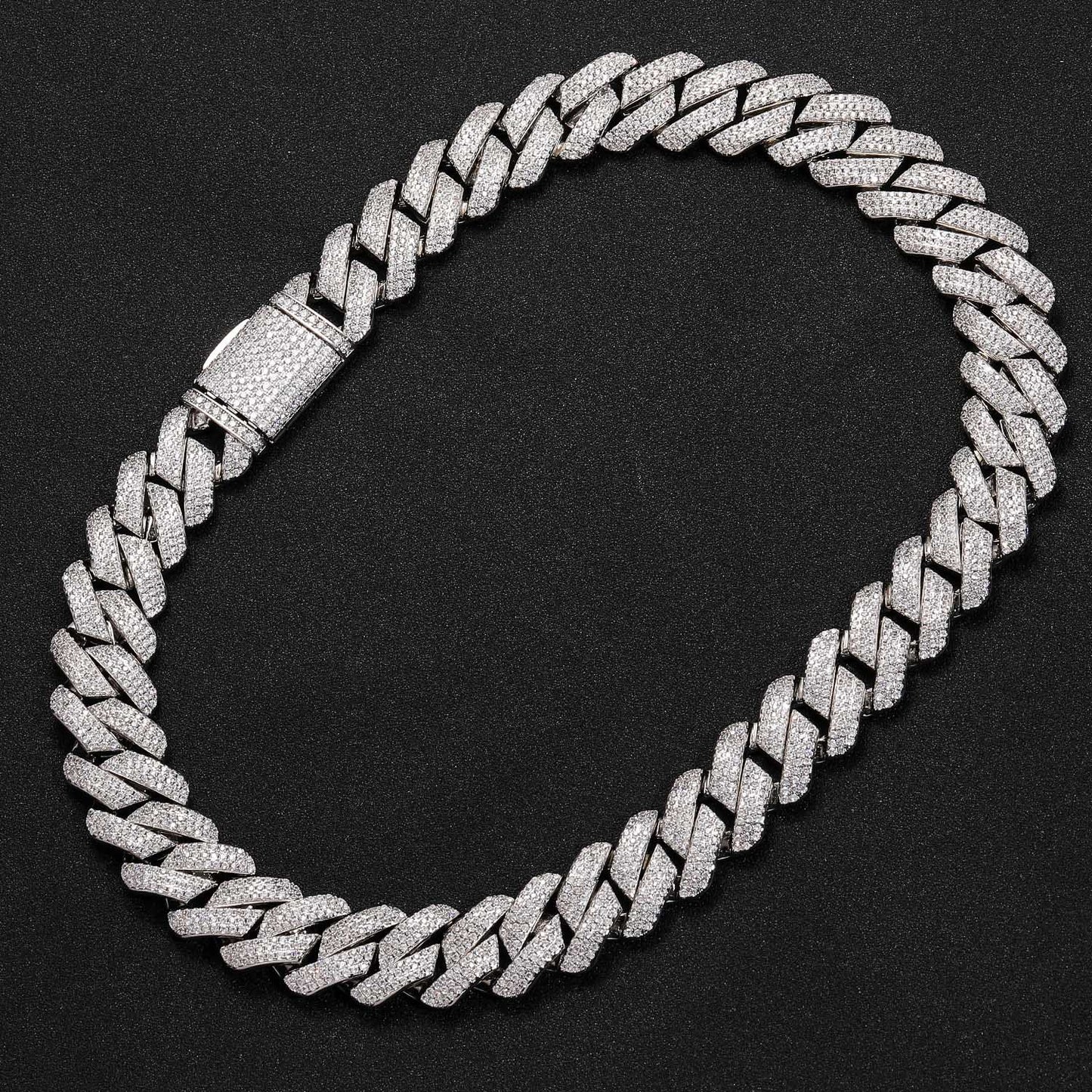 ICE WATER Silver 20MM Cuban Link zirconia and copper chain