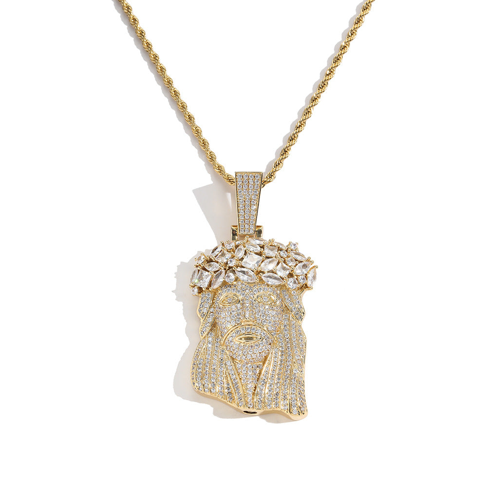 ICE WATER Jesus Pendant, zirconia copper