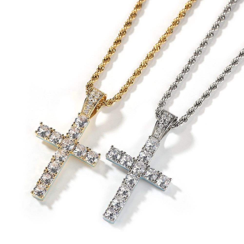 ICE WATER Luminous cross Pendant Hip Hop