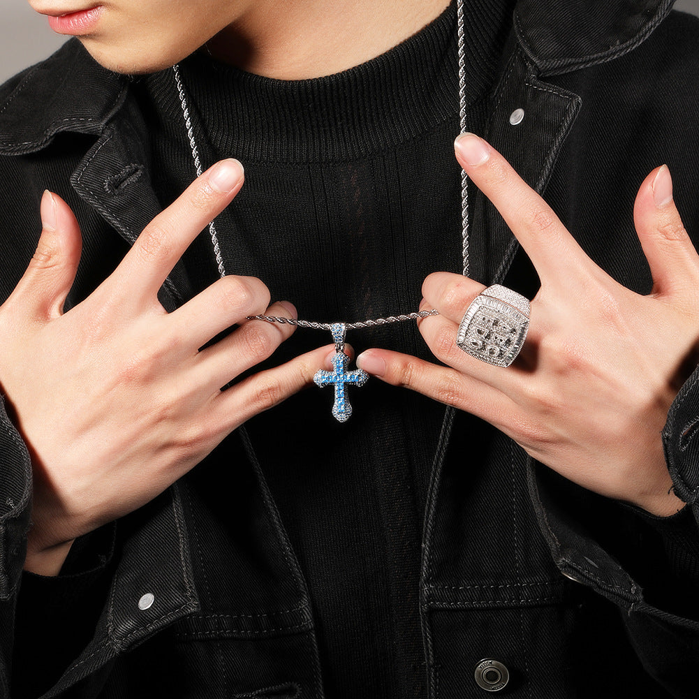 ICED SMALL CROSS PENDANT BUNDLE IN WHITE GOLD-PLATED