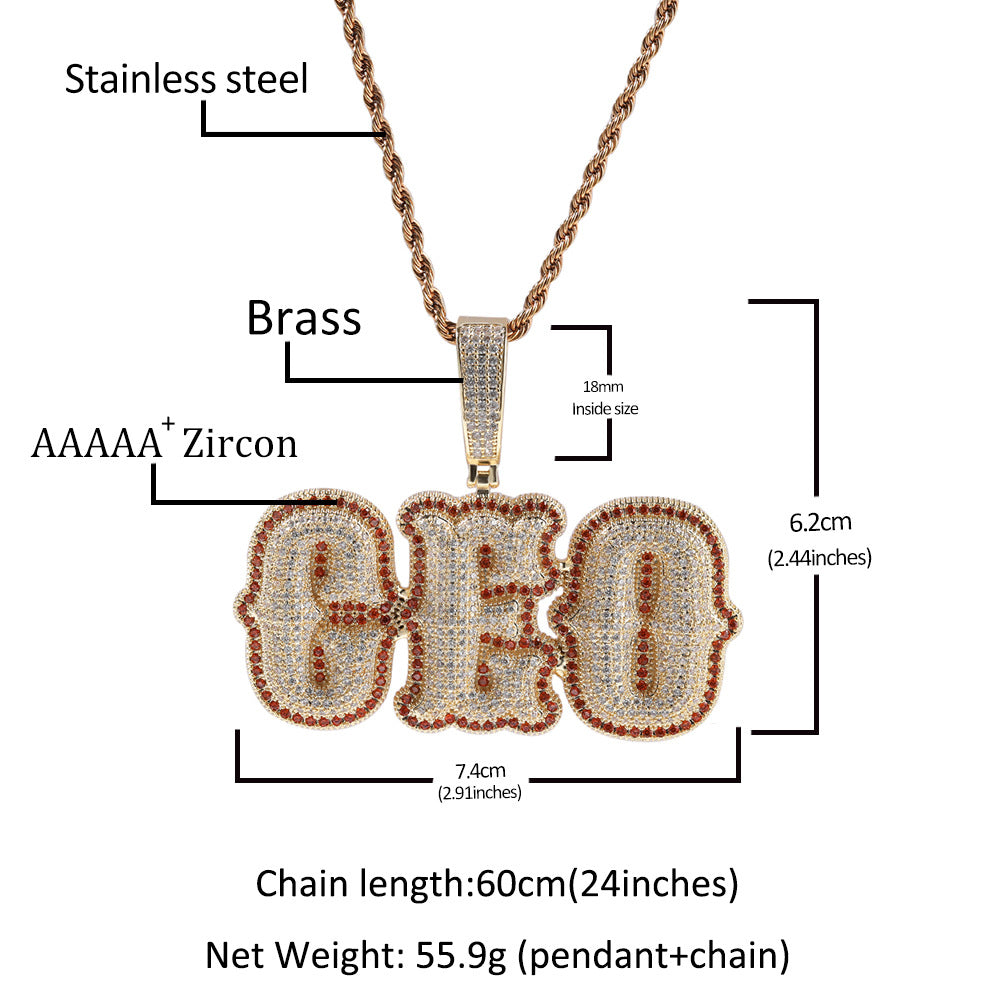 ICE WATER Custome letter pendant zirconia