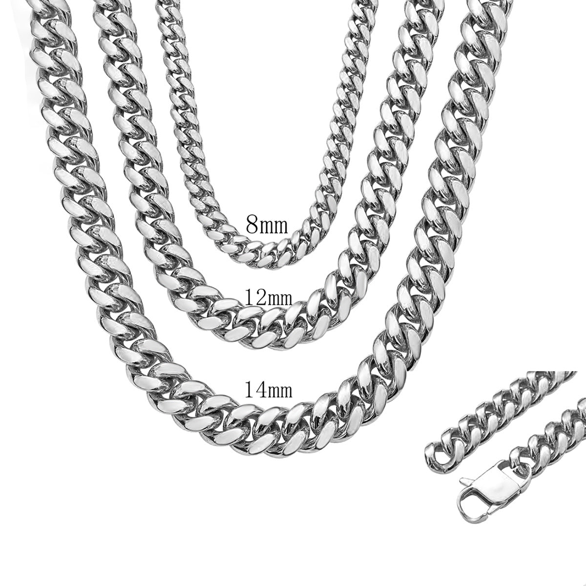 ICE WATER 14mm Width High Polished 40inches Cuban Curb Link Chain