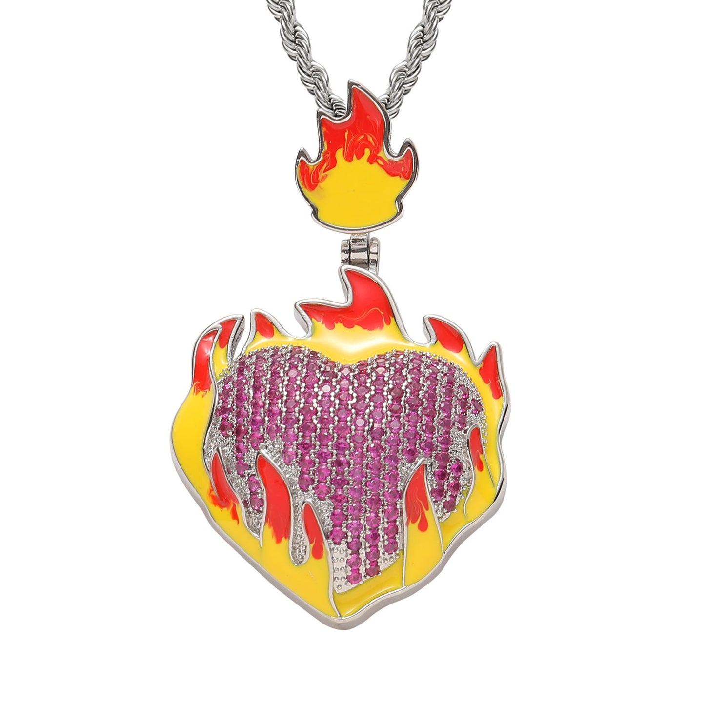 ICE WATER Luminous Ice&Fire Heart pendant zirconia copper