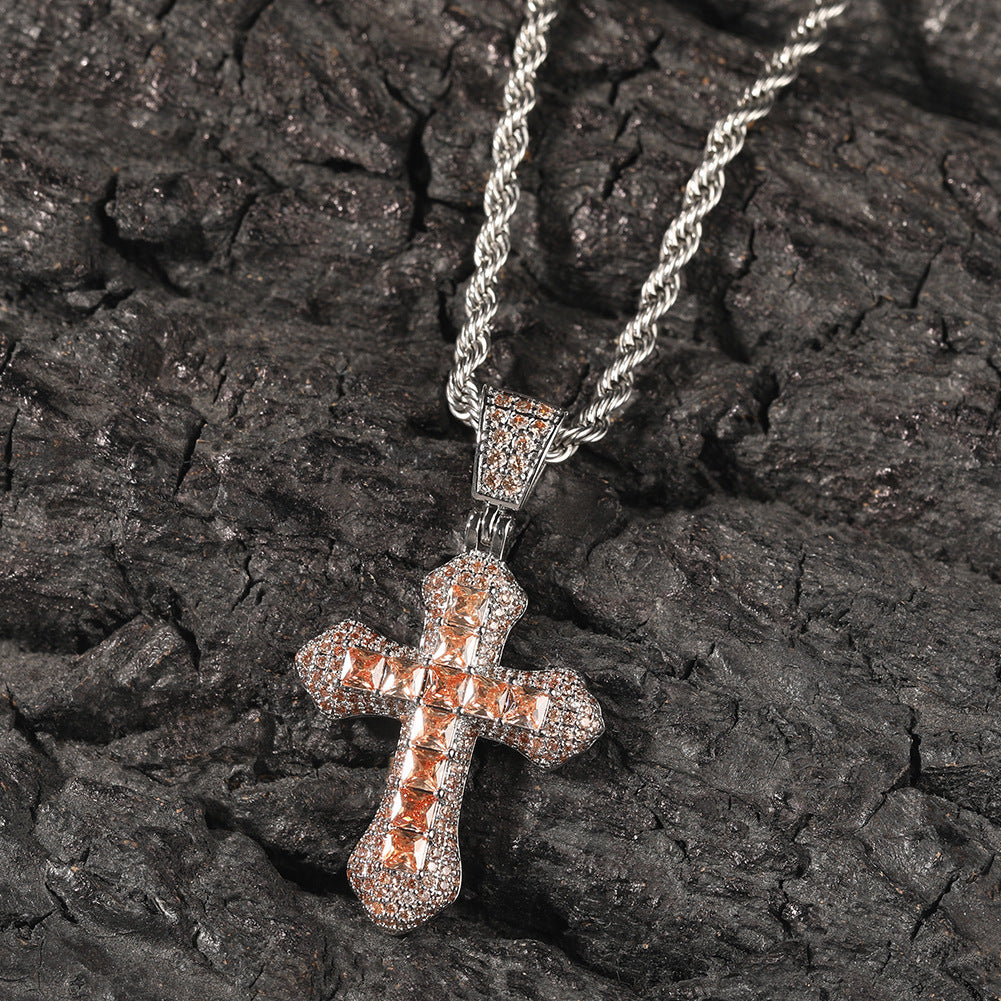 ICED SMALL CROSS PENDANT BUNDLE IN WHITE GOLD-PLATED