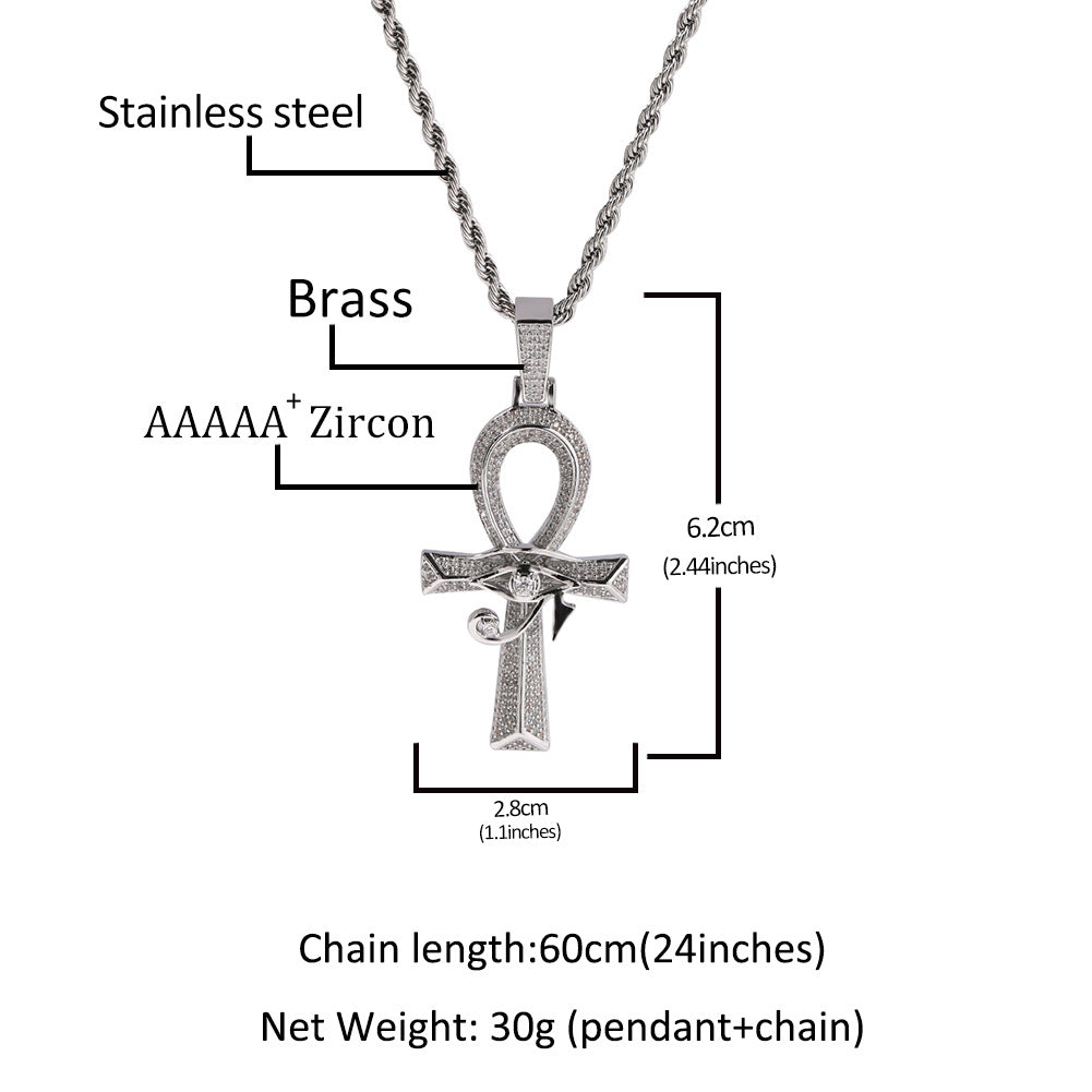 ICE WATER Hip Hop Eye Of Horus Ankh Cross zirconia Pendant