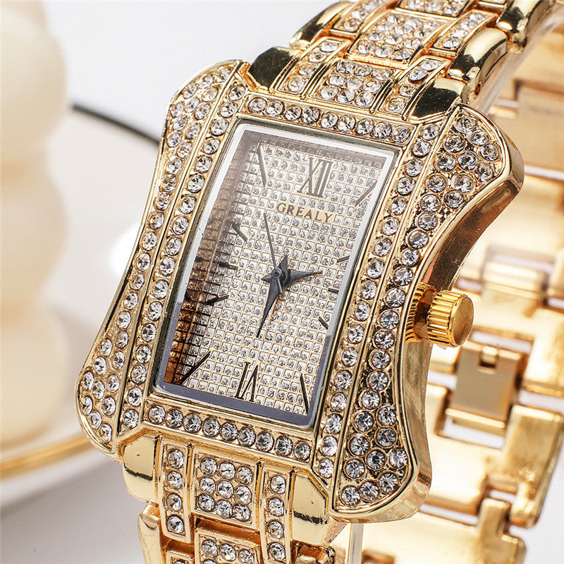 Elegant Square Watch & Zirconia Tennis Necklace Includes Tennis Bracelet 3 Piece Watch Sets