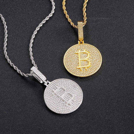 ICE WATER Iced Out Bitcoin Pendant copper zirconia