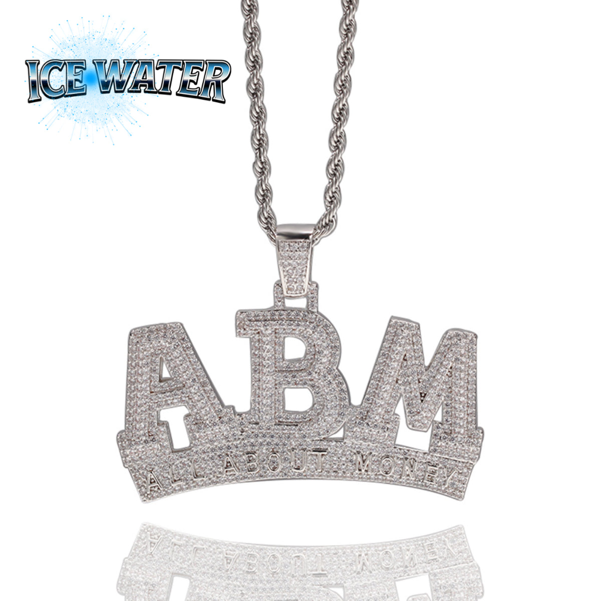 ICE WATER Men's Bling ABM Pendant , Hip Hip copper zirconia